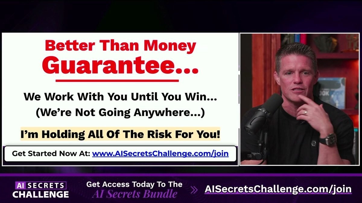 AI Secrets Challenge better-than-money-back guarantee slide