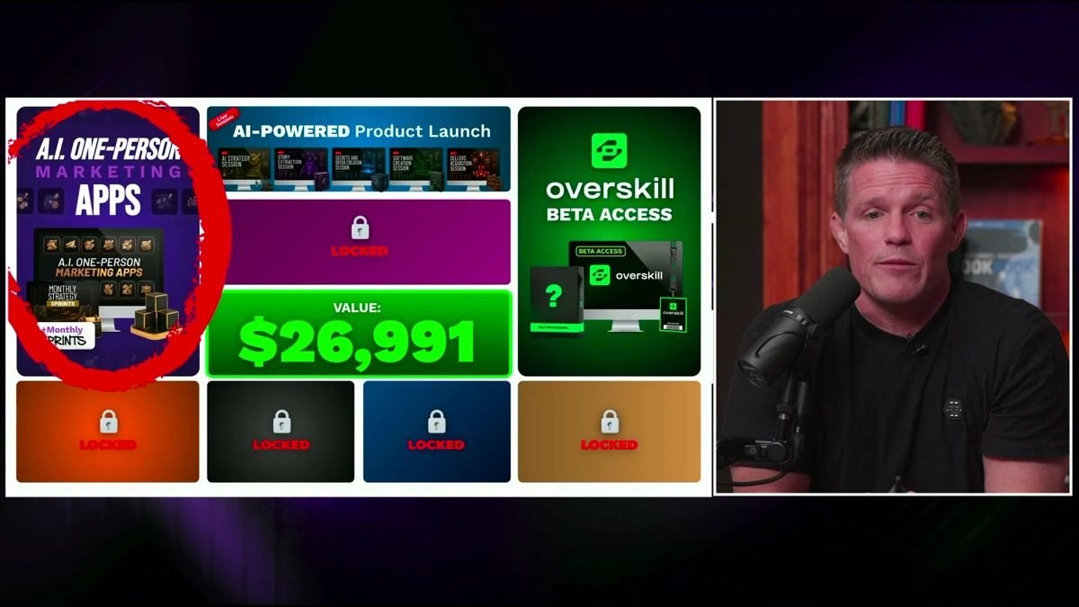 Bonus stack at $26,991 value with A.I. One-Person Marketing Apps unlocked