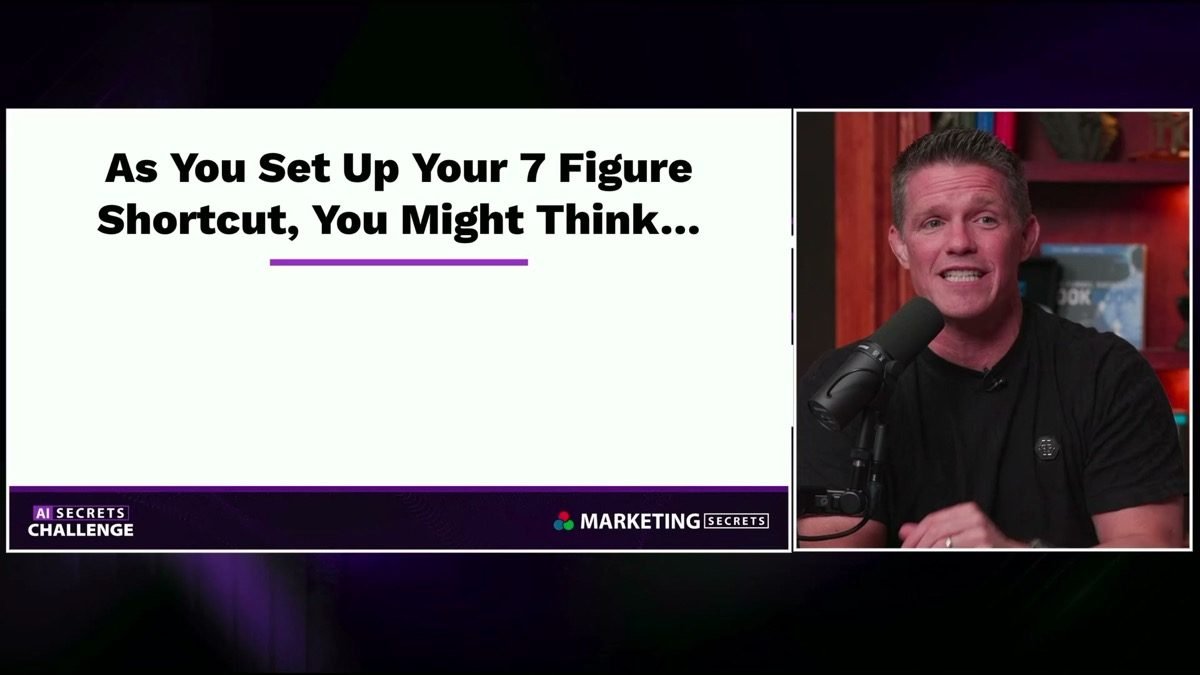 "As you set up your 7 figure shortcut" slide from the offer video