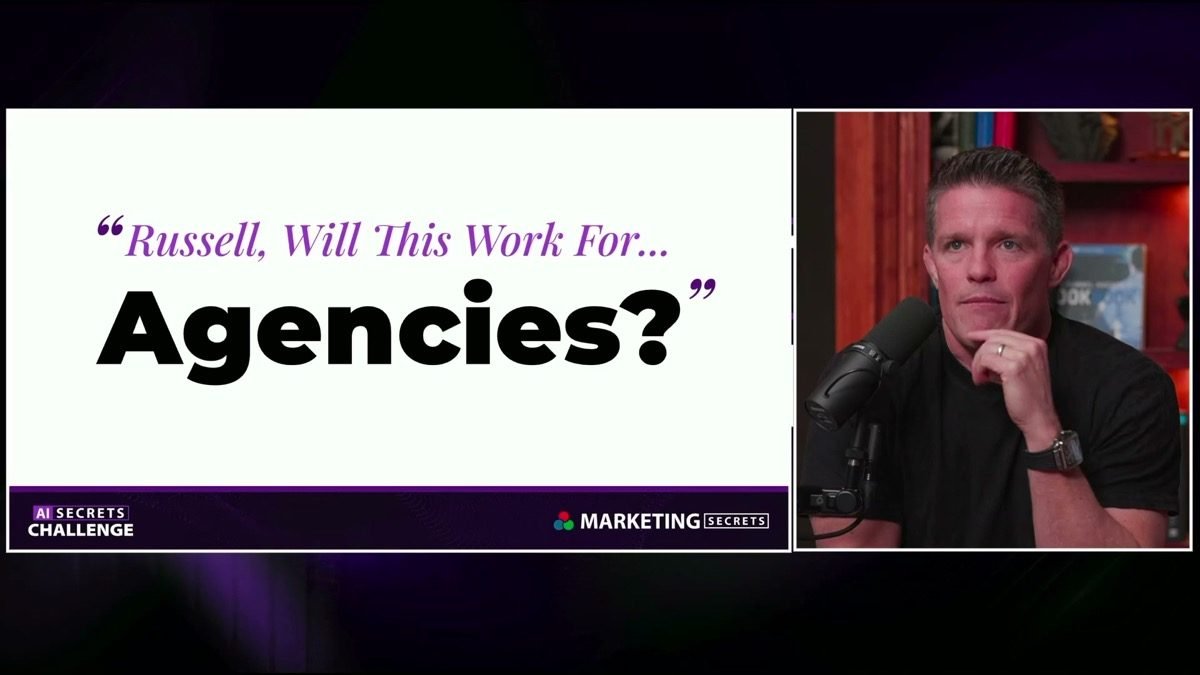 "Will this work for agencies?" FAQ slide from the AI Secrets Challenge presentation